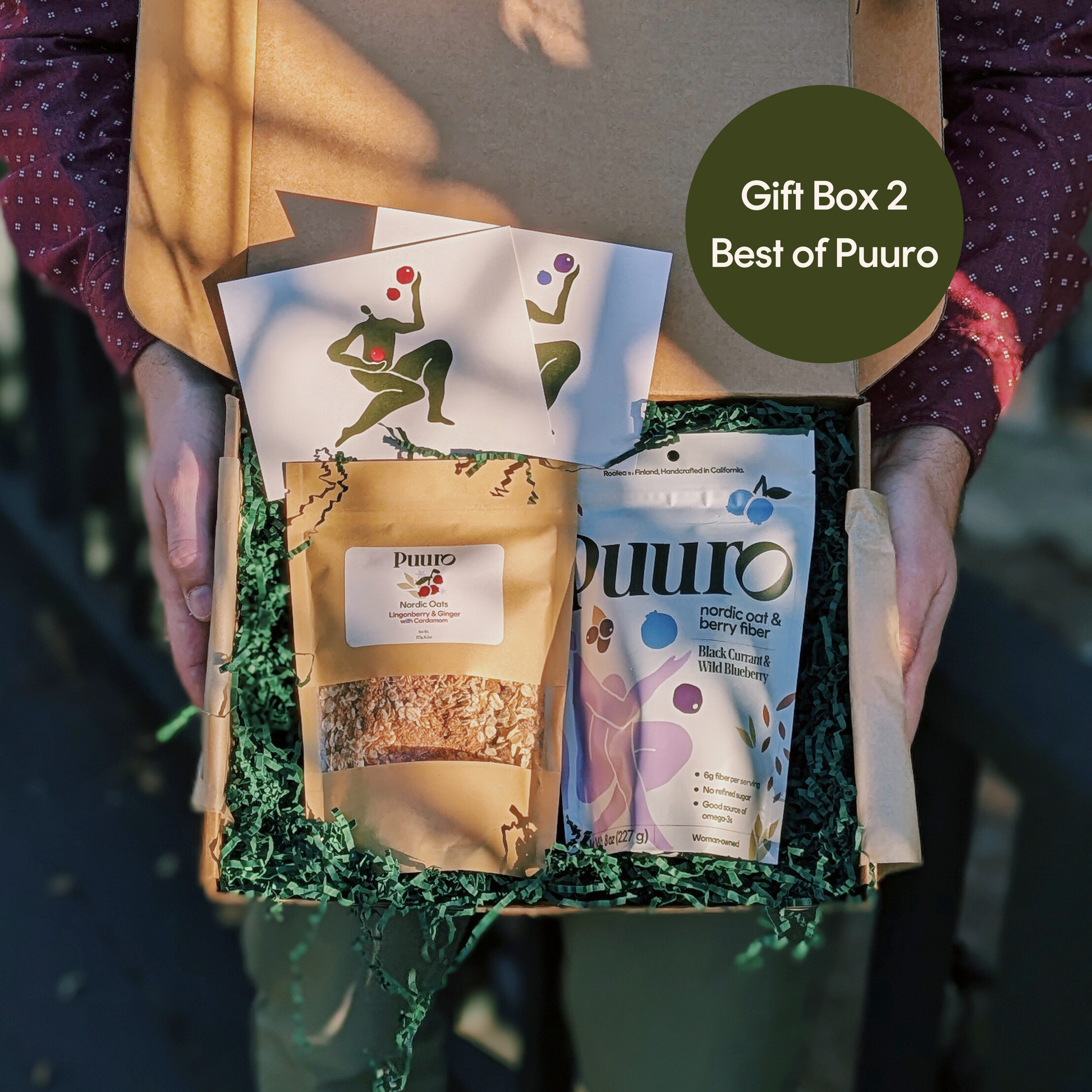 oatmeal and fiber bag in a gift box