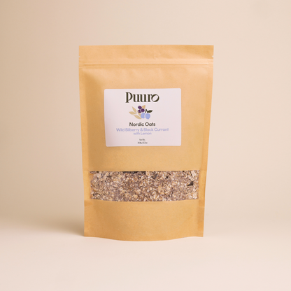 Kraft bag of wild bilberry & black currant oats